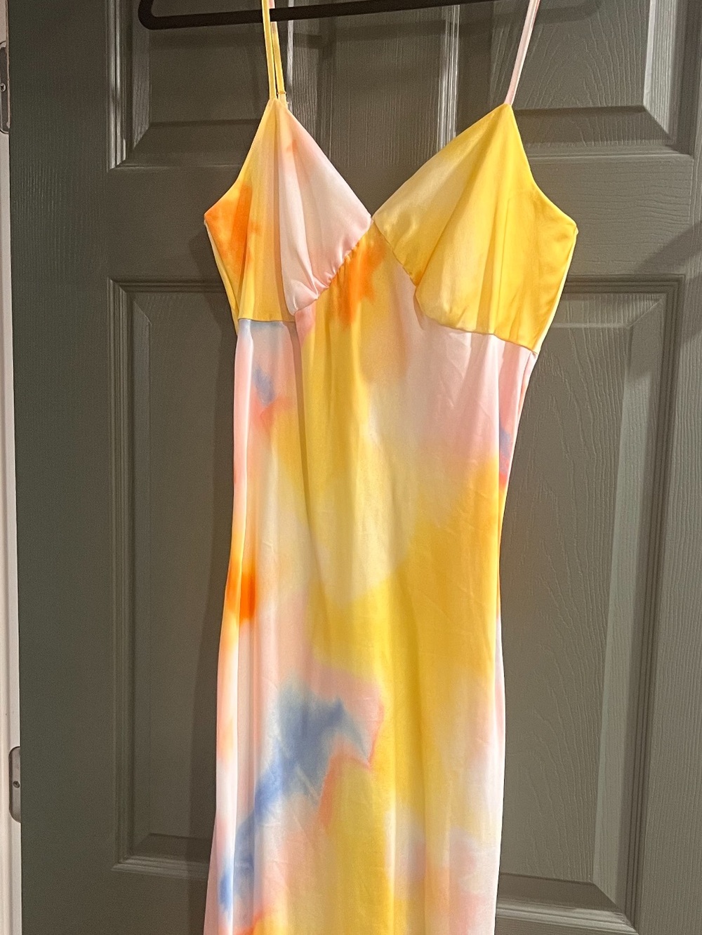 Diane Von Furstenberg x Target Yellow Slip Maxi Dress with Pastel Tie-Dye